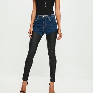 Misguided blue sinner coated skinny jeans